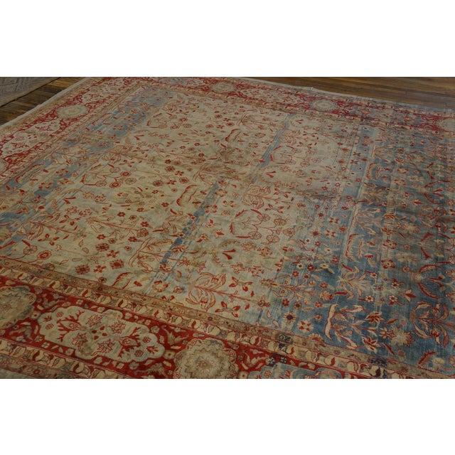 Fantastic Blue Color With Special Full Flower Patters Antique Indian Lahore Rug For Sale - Image 11 of 12