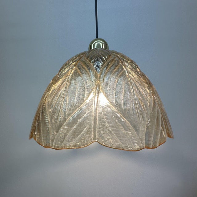 Glass Leaf Hanging Lamp from Peill & Putzer, 1970s For Sale - Image 3 of 14