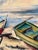 Rustic Henry Emil Salloch Original Pastel on Paper Expressionist Harbor Seascape, 1966. For Sale - Image 3 of 7