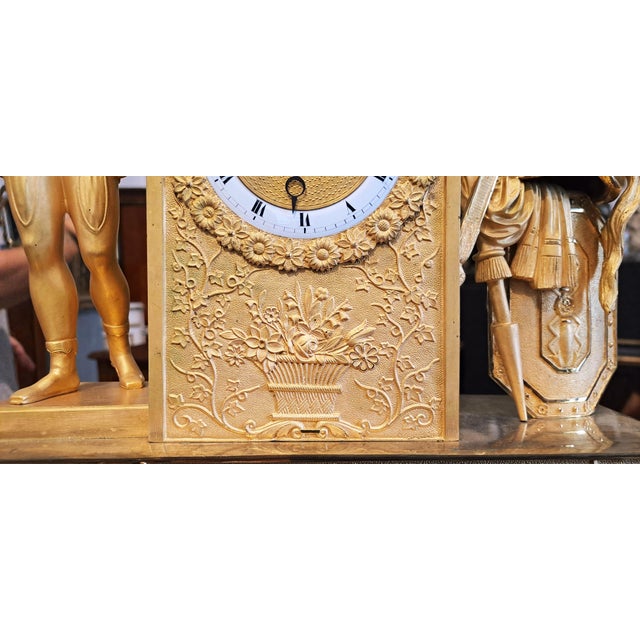 Metal Empire Parisian Mercury-Gilt Bronze Statue Table Clock, France For Sale - Image 7 of 9