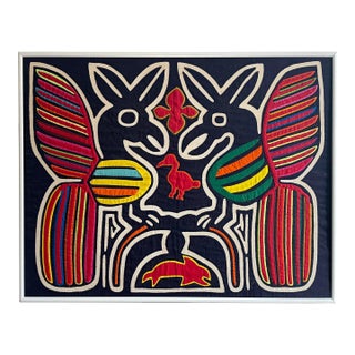 Framed Vintage Indian Mola Textile Art For Sale
