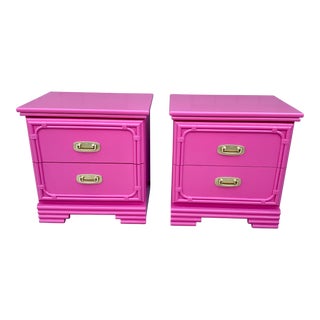 Midcentury Peony Pink Nightstands - the Pair For Sale