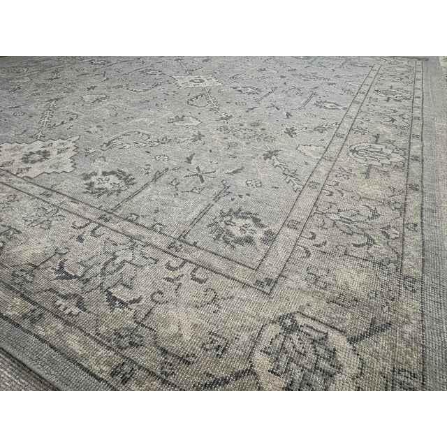Restoration Hardware Rh Allegra Wool Rug – 8x10 Silver / Sand | Hand-Knotted | Oushak-Inspired Design For Sale - Image 4 of 18