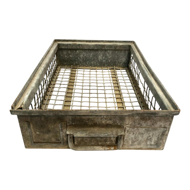 Vintage 1960s Industrial Wire Stacking Basket For Sale