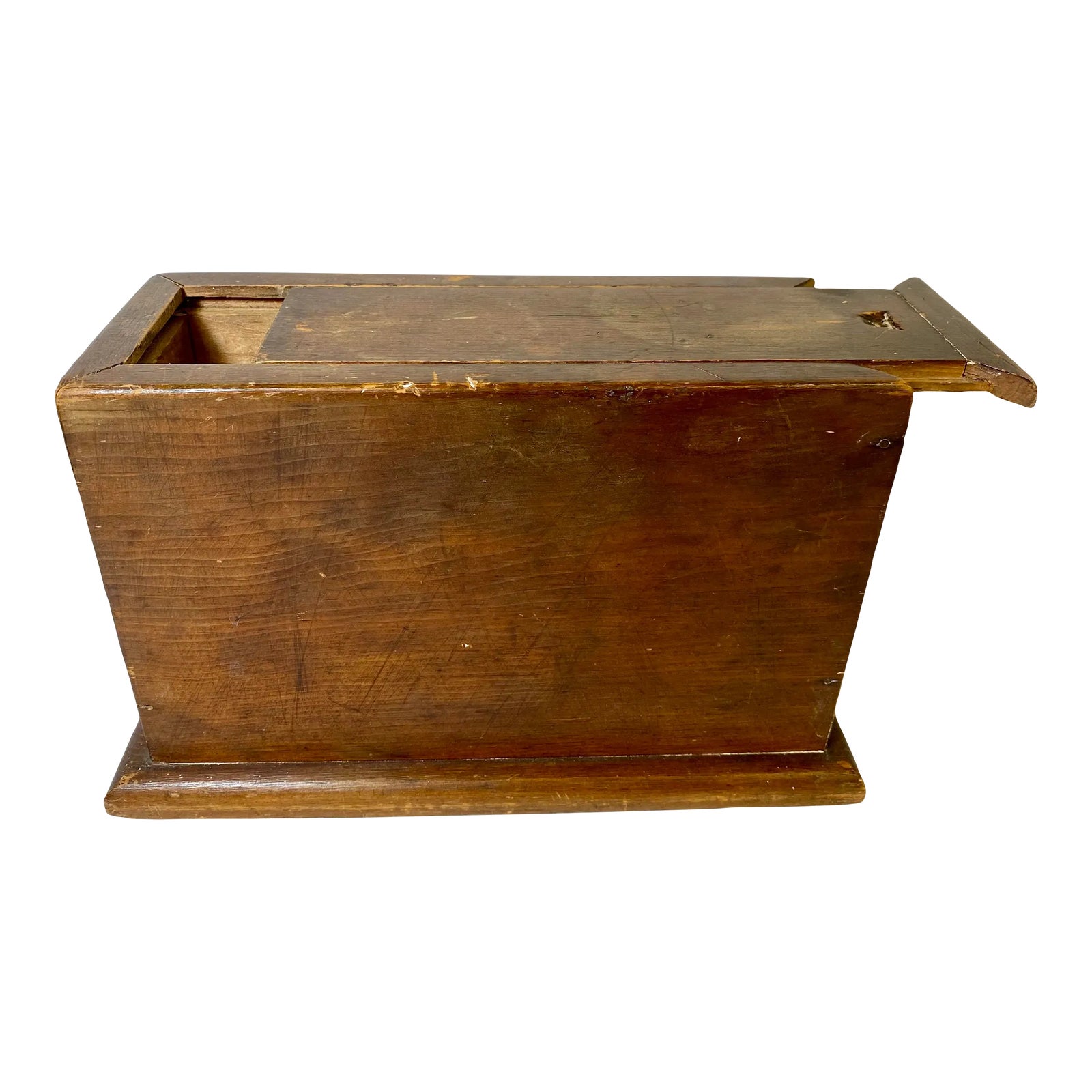 Antique Wooden Candle Box With Slide Lid From England Circa 1900