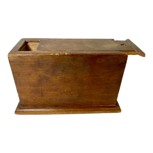 Antique Wooden Candle Box With Slide Lid From England - Circa 1900
