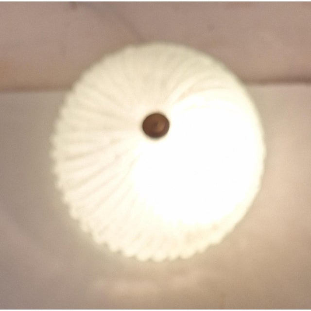 Vintage Flat Ceiling Lamp with Curved Frosted Glass Shade on Brass Bracket, 1980s For Sale - Image 6 of 8