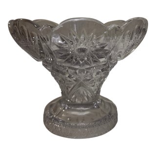 Vintage Star Clear Pressed Glass Base-Stem Vase in Smokey Grey Color For Sale