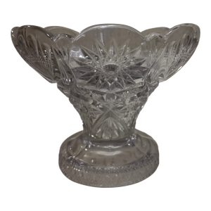 Vintage Star Clear Pressed Glass Base-Stem Vase in Smokey Grey Color