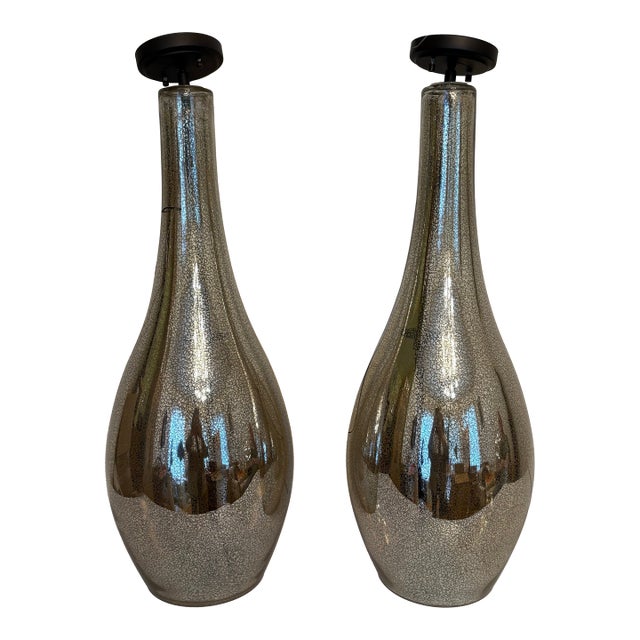 1960s Large Mid-Century Modern Mercury Hanging Lights - A Pair For Sale