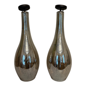 1960s Large Mid-Century Modern Mercury Hanging Lights - A Pair