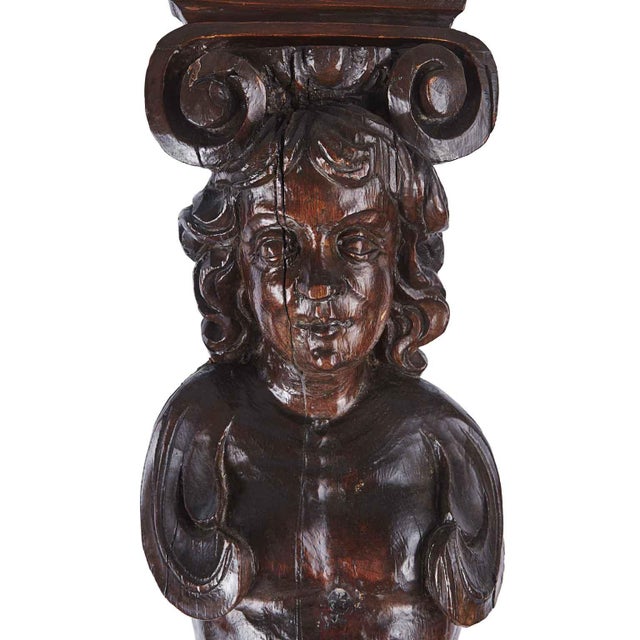 Wood Antique Caryatids, 1600s, Set of 2 For Sale - Image 7 of 9