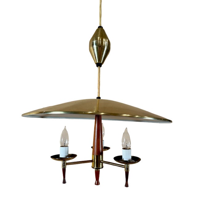 Mid Century Flying Saucer Pull Down Lamp For Sale