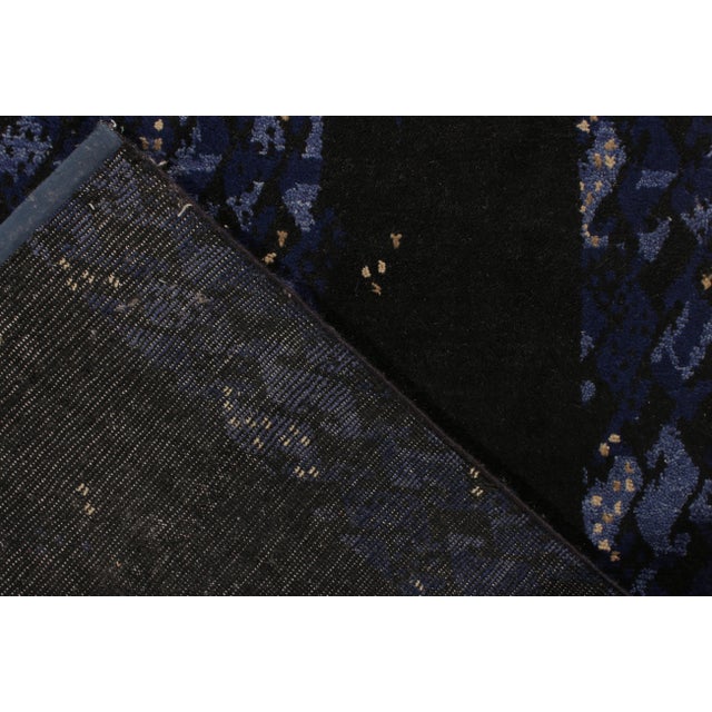 Blue Rug & Kilim’s Scandinavian Style Rug All Over Blue, Black Geometric Pattern For Sale - Image 8 of 8
