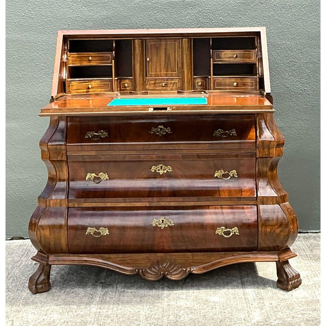 Wood Vintage Rococo Burled Wood Secretaire For Sale - Image 7 of 12