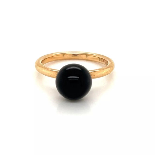 Contemporary 25953 - Tiffany & Co. HardWear Onyx Ball 18k Rose Gold Solitaire Ring For Sale - Image 3 of 8