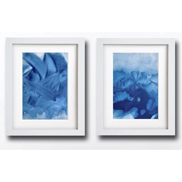 "Splashin I & II" Contemporary Abstract Mixed-Media Painting Diptych, Framed - a Pair For Sale In Phoenix - Image 6 of 7