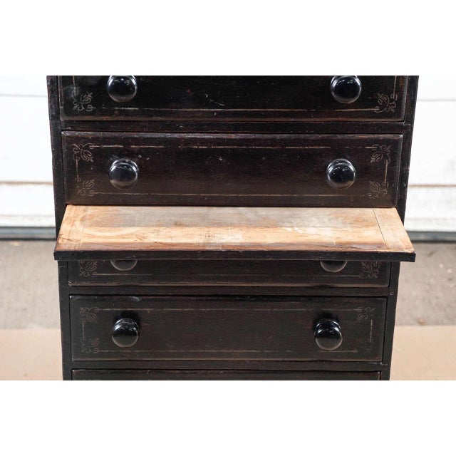 Mid 19th Century English Painted Pine Eleven-Drawer Tall Chest For Sale - Image 5 of 9