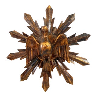 Vintage Wooden Dove Sunburst the Holy Spirit 20" Diameter For Sale