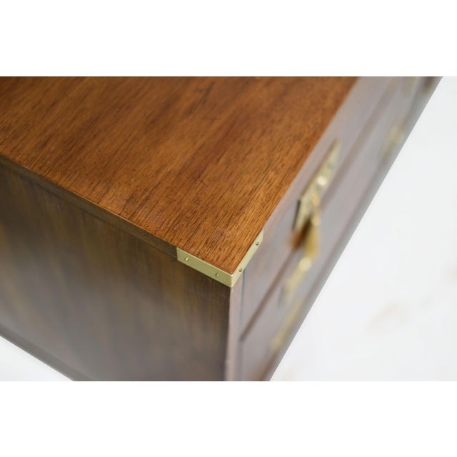 1970s Campaign Burl Wood Chests by Hickory Furniture - A Pair For Sale - Image 11 of 13