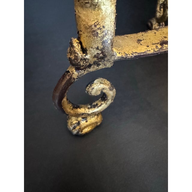 Vintage Gilt Wrought Metal Plate or Cookware Lid Holder Display Stands- A Pair For Sale In New York - Image 6 of 12