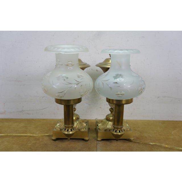 Early 19th Century Antique Brass Regency Argand 2 Light Candlestick Candelabra Hurricane Lamps - a Pair For Sale - Image 5 of 18