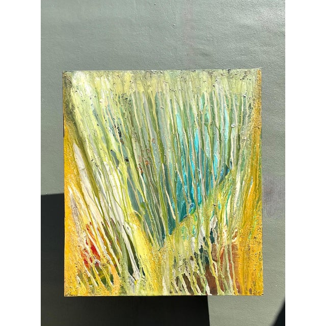 This monumental vintage abstract painting is a powerful statement of color, texture, and movement, offering a commanding...