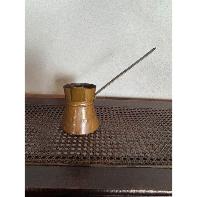 1920s Antique Small Copper Pitcher With Handle Cezve for Turkish Coffee For Sale - Image 5 of 5