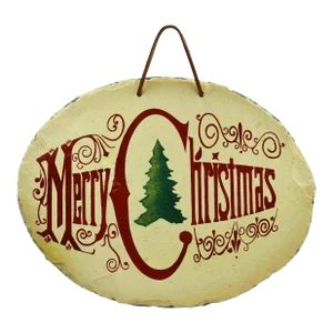 1970s Hand Painted Merry Christmas Sign Wall Decor