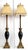 Offering a EXTRA-TALL pair of vintage Maitland Smith black marble and bronze patina buffet lamps with original silk...