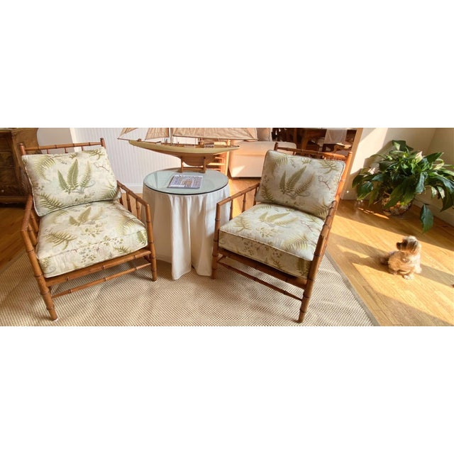Traditional Chinoiserie Style Bamboo Lounge Chairs by Bernhardt, a Pair For Sale - Image 3 of 18