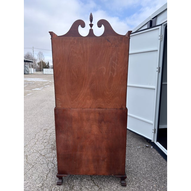 Traditional Vintage Mahogany Secretary Desk Bookcase – One-Piece, Curved Front, Fitted Interior For Sale - Image 3 of 6