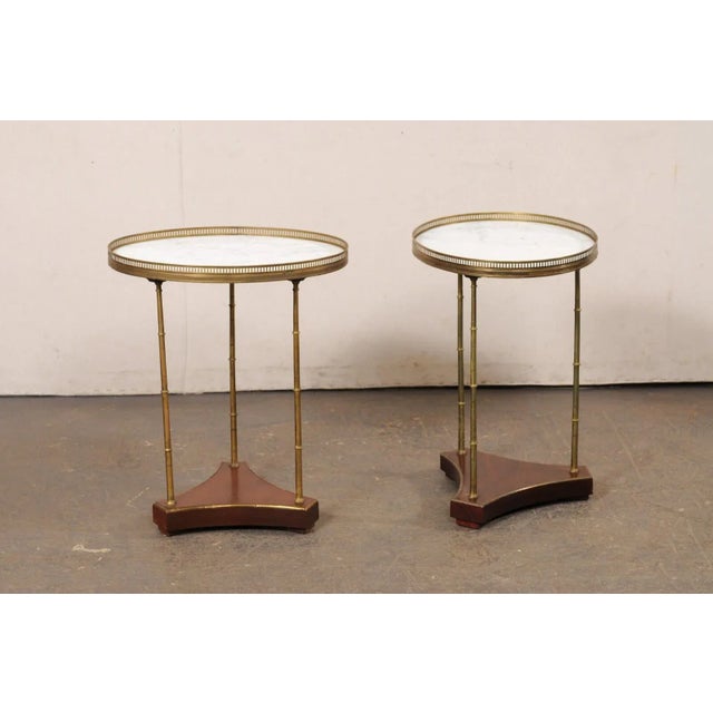Metal French Brass Gallery & Brass Leg End Tables - a Pair For Sale - Image 7 of 12