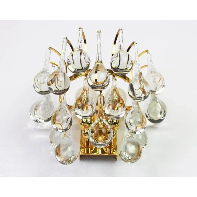 Large Golden Gilded Brass and Crystal Sconces from Palwa, Germany, 1970s, Set of 2 For Sale - Image 4 of 6