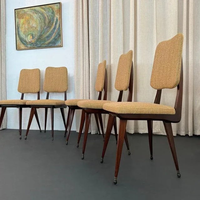 Set of Six Italian Mid-Century Modern Mahogany Dining Chairs For Sale - Image 9 of 11