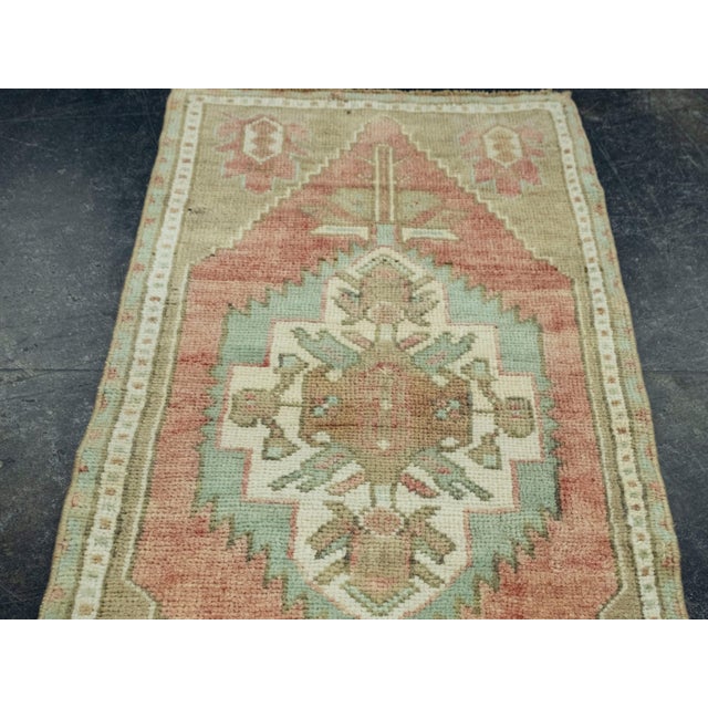 Textile Turkish Mini Rug Oriental Hand Knotted Vintage Rug 1'5" x 3'1" #16684 For Sale - Image 7 of 8