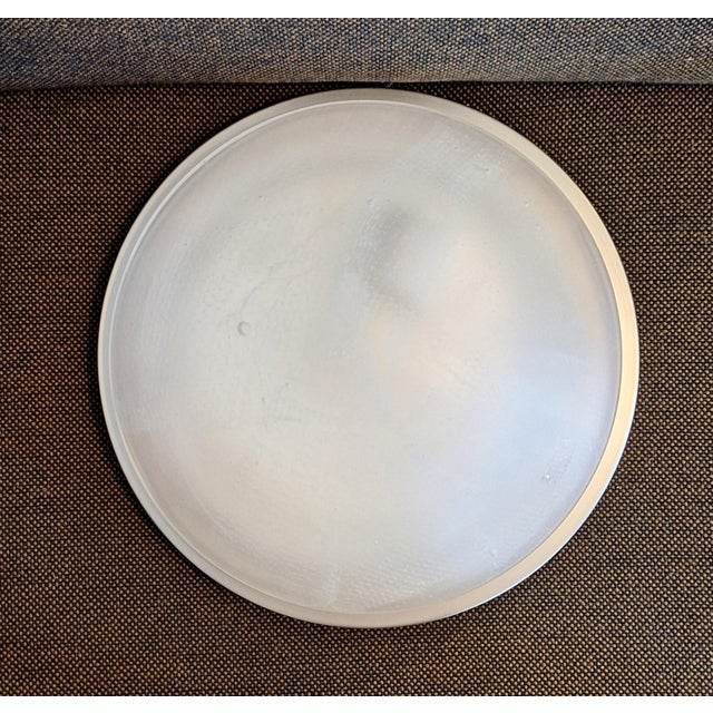 Vintage Ceiling Lamp with Stainless Steel Frame and White Mottled Glass Shade by Putzler, 2000s For Sale - Image 4 of 9