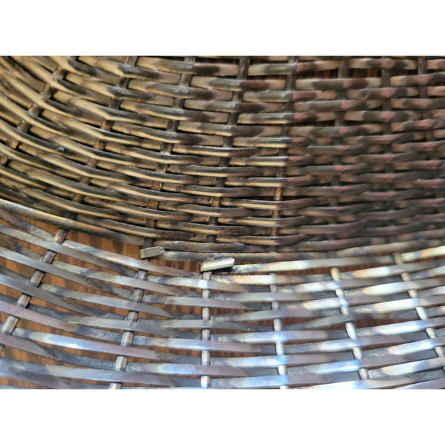 Mid 20th Century Vintage Woven Metal Basket For Sale - Image 5 of 12