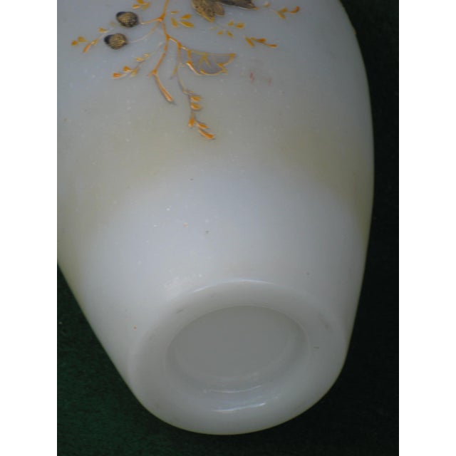 Late 19th Century Glass Vase Moser Style Art Nouveau Hand Painted Enameled Leaves 3d Acorns Antique For Sale - Image 11 of 14