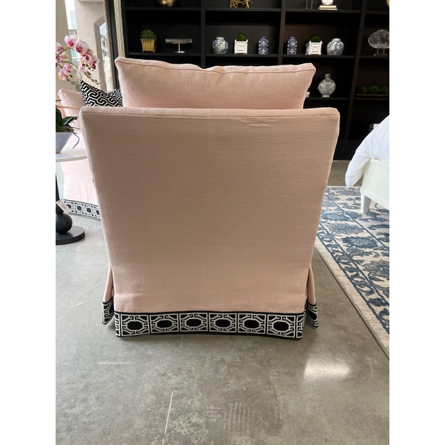 Blush Custom Swivel Chair For Sale - Image 4 of 8