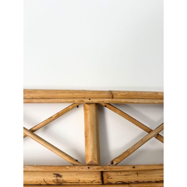 Mid-Century Diamond Lattice Bamboo Mirror, Italy, 1970 For Sale - Image 4 of 9