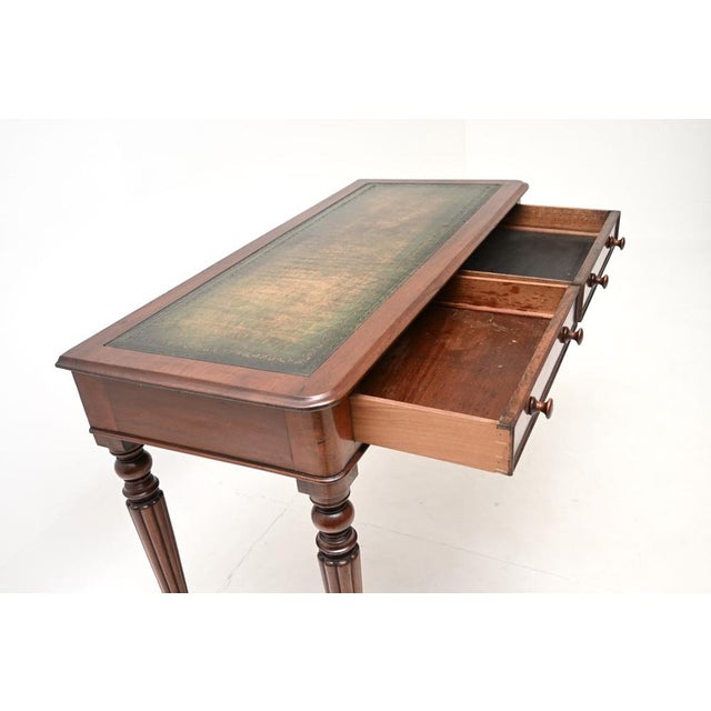 Mid 19th Century Antique Victorian Leather Top Writing Table, 1850s For Sale - Image 5 of 10