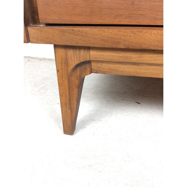 Mid Century Modern Three Drawer Chest With Curved Drawer Fronts and Brass Hardware For Sale - Image 15 of 17
