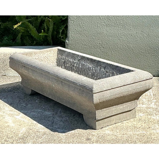 Vintage Carved Stone Engraved Planter For Sale - Image 10 of 12