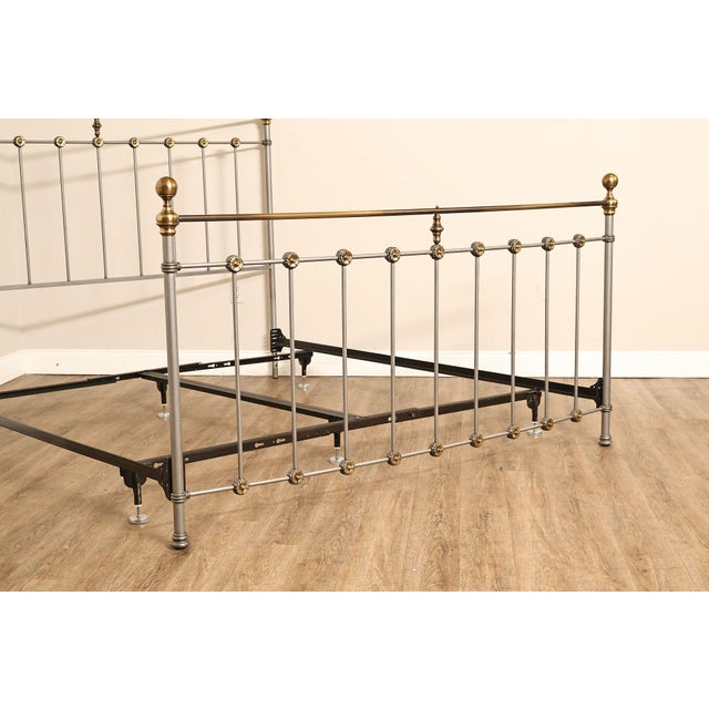Metal Contemporary Iron And Brass King Size Metal Bed Frame For Sale - Image 7 of 18