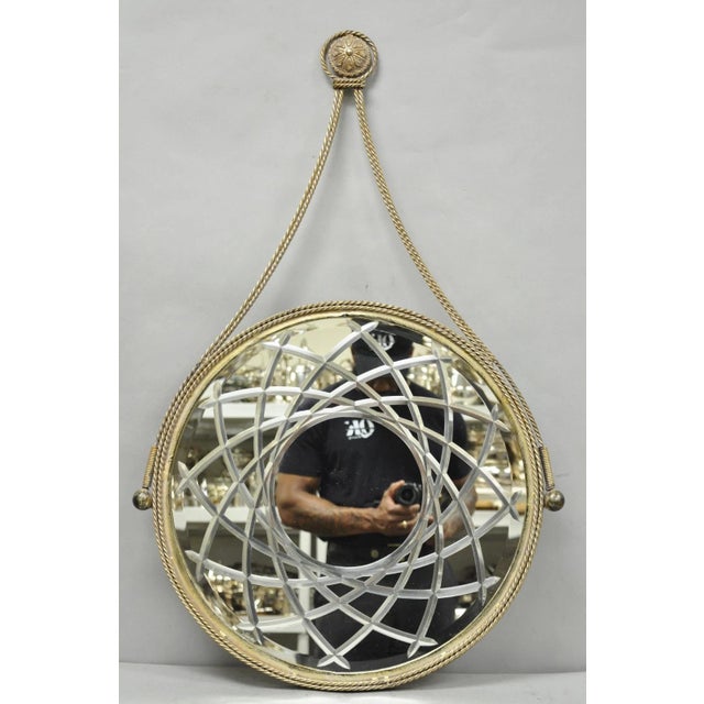 Contemporary Modern Hollywood Regency Round Etched Glass Hanging Wall Mirror For Sale - Image 10 of 13