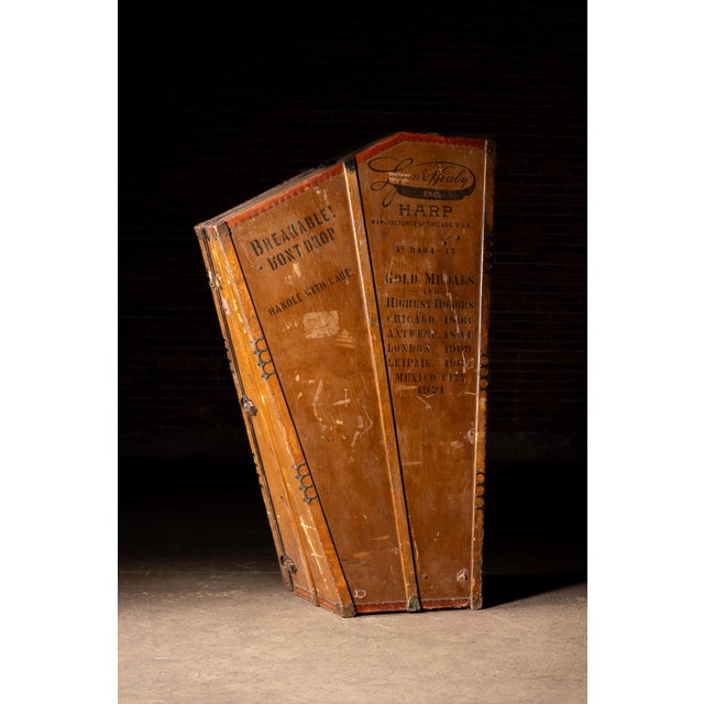 American Antique Wooden Lyon & Healy Harp Case For Sale - Image 3 of 14