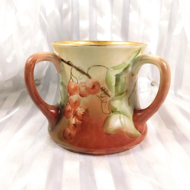 Contemporary Large William Guerin Limoges Three Handle Hand Painted Pot For Sale - Image 3 of 10