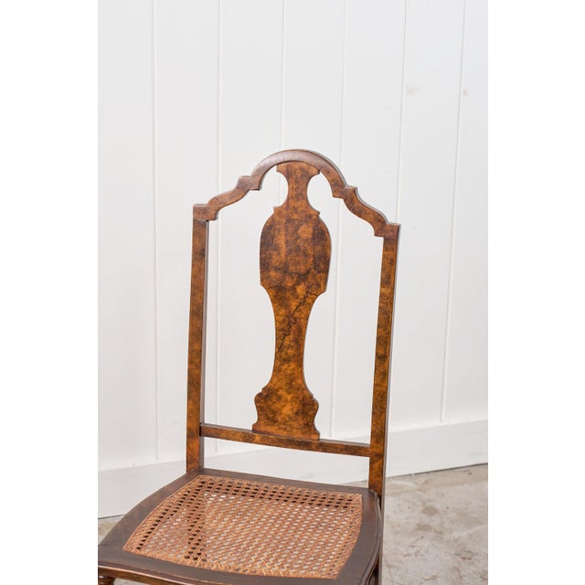 Pair of 19th Century Burl Walnut Hand Tied Cane Seat Chairs For Sale - Image 10 of 18