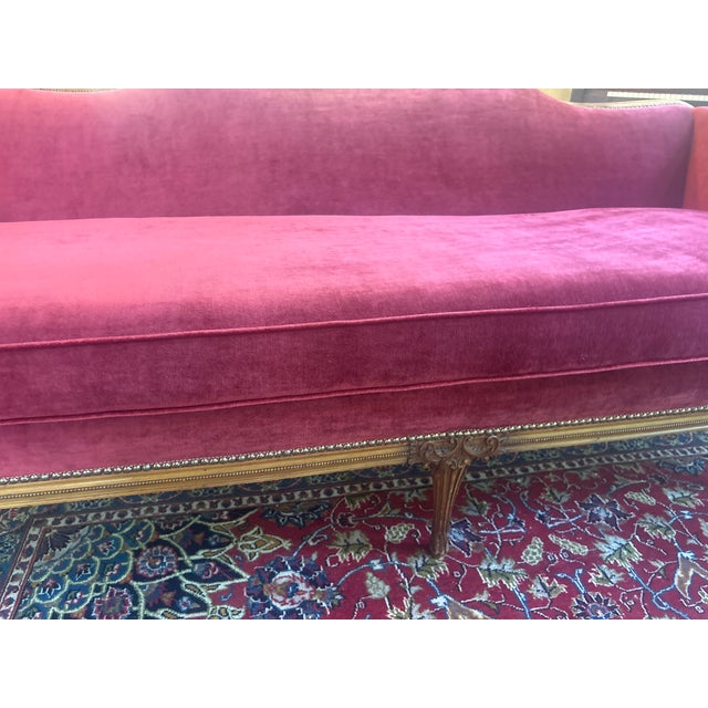 Vintage Red Velvet Sofa For Sale - Image 9 of 18
